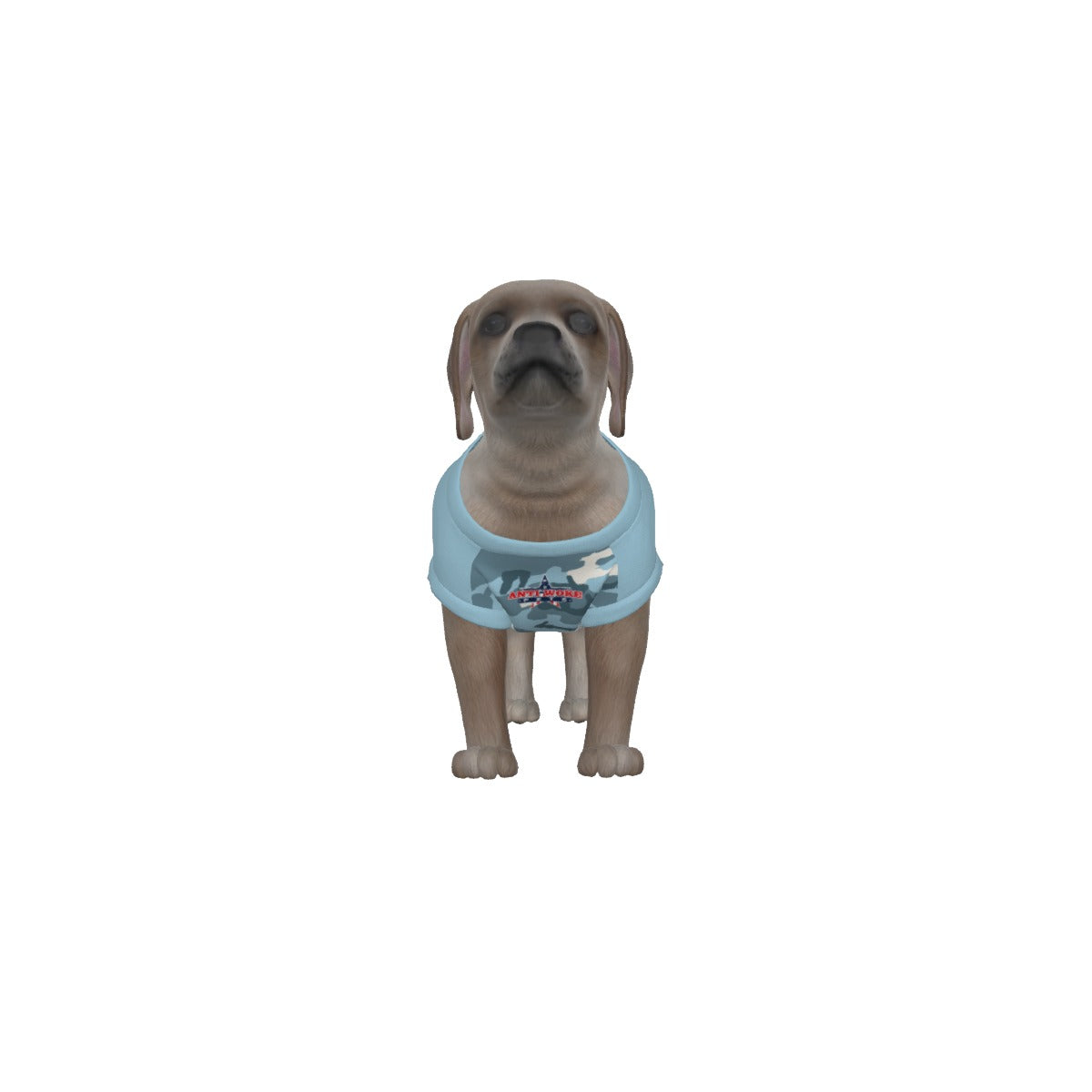 Shih Ztu- White and Brown Dog- Light Blue & Blue Camo- Small Dog's Tank Top